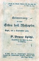 1909 Erstes Messopfer